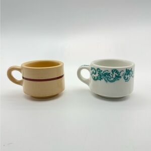 Vintage Ceramic Mug Set -Cream and White set of 2 (1) buffalo China (1) Iroquois